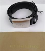 Burberry Men's Leather Belt Size 32 in / 80 cm Black Mix Buckle Adjustable New - 32 in / 80 cm Regular