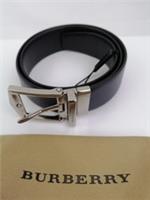 Burberry Men's Leather Belt Size 30in / 75cm Black Buckle Closure Adjustable New - 30in / 75cm Regular