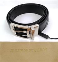 Burberry Men's Leather Belt Size 42in /105cm Black Checked Buckle Adjustable New - 42in /105cm Regular