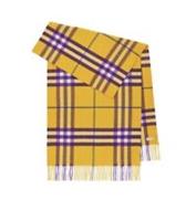Burberry Giant Check Cashmere Scarf, Pear Yellow & Purple Unisex RRP £550 BNWT