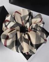 Tan Red & Black British Plaid Fashion Hair Scrunchie, London Plaid, Hair Tie
