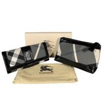 Burberry Wallet Makeup Bag Beat Check Black Nylon Patent Leather Novacheck Boxed