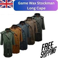 Mens Game Stockman Long Cape Horse Riding Wax Coat / Jacket UK - S-XXL Regular