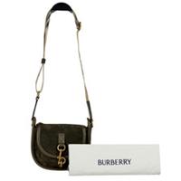 BURBERRY Dark Green B Clip Mini Suede Crossbody Bag