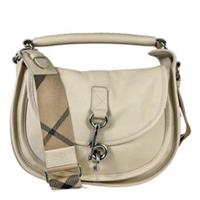 BURBERRY Soap Beige Leather / / Antique Silver Medium B Clip Messenger Bag