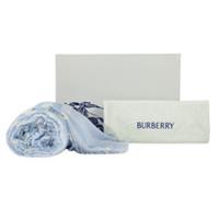 Burberry Blue 100% Wool Check Fringed Scarf