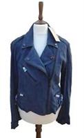 BNWT Burberry Sandfield Lambskin Suede Leather Biker Jacket UK 10 IT 42 USA 8 M - 10 Regular