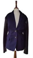 BNWOT Burberry Leather Sleeved Cotton Jacket Blazer Size UK 12, USA 10 M - 12 Regular