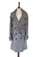 Burberry New Vintage Trench Coat UK 8 USA 6 IT 40 Pinstripe England Blue - 8 Regular