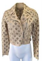 Burberry £3995 Leather Jacket UK 6 Honey USA 4 ITALY 38 S Biker Motorbike Flower - 6 Regular