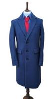 New Burberry Mens Pea Overcoat IT 48 UK 48" Chest Small Blue Cashmere - S Regular