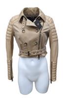 Burberry Biker Trench Coat 8 Honey Leather Cotton Cropped Runway IT 40 Prorsum - 8 Regular