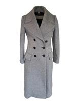 Burberry Coat 6 UK Black Virgin Wool Herringbone Tweed US 4 IT 38 Overcoat New - 6 Regular