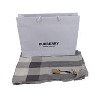 Burberry Scarf Mega Check Satin Silk Scarf 190 x 70 cm Grey Check NWT