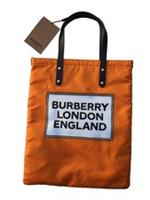 Burberry Bag MD Flat Tote Orange Logo Fabric Italy