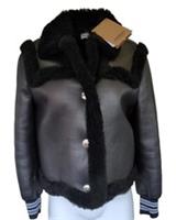 Burberry Leather Shearling Bomber Jacket UK 12 Black Coat RRP &pound;2890 US 8 IT 42 - 12 Regular