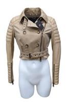 Burberry Biker Trench Coat 8 Honey Leather Cotton Cropped Runway IT 40 Prorsum - 8 Regular
