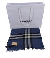 Burberry Scarf New Blue 218cm x 74cm Check Wool & Silk