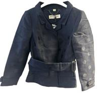 Burberry Ladies Navy Blue Jacket Blazer Polka Dot Lined Belted - 8 Regular