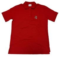 Burberry Womens Red Polo Shirt Cotton Short Sleeve Logo UK S - S Regular