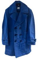 Burberry Mens Blue Cotton Pea Coat Jacket Double Breasted Made In Italy - 46 Regular