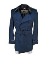 Burberry Trench Coat Kensington XS IT 46 36" Chest Italy Blue Leather Special Ed - XS Regular