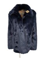 Burberry Cape Faux Fur Italy BNWT One Size XS S Small Navy Nova Check - S Regular