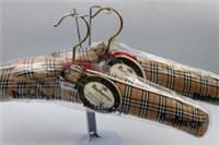 Vintage Burberry Nova Check Padded Scented Piped Fabric Clothes Gold Hangers X2