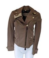 Burberry Womens Biker Jacket UK 6 USA 4 IT 38 Lightweight Cotton Blend Brown - 6 Regular