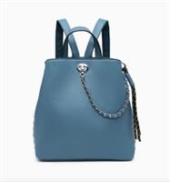 Women Studs & Chains Diamante Leather Look 3 Compartments Medium Backpack.