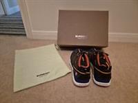 Burberry Men's Blue/ Coffee Nylon And Mesh Union Low Top Trainers size 9