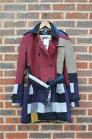 Burberry Ladies Patchwork Colour Block Wool Kensington Trench Coat UK8 US4 - 8 Regular