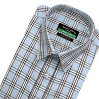 Mens Kent Collar Blue Burberry Checks Plaid Cotton Formal Office Shirt Size 15.5 - 15.5 Regular