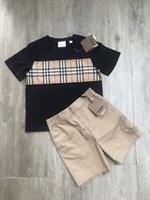 Burberry Boys Outfit Beige Shorts And Black T Shirt Age 6 Yrs BNWT RRP £380