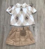 Burberry girls outfit beige skirt & blouse age 12 months RRP £400