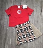 Burberry girls vintage check panel skirt & Logo cotton jersey T-shirt age 12year