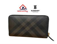 NEW Authentic Burberry Leather Purse Wallet Dark Brown Black Gold RRP £350+
