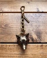 Brand New Burberry Fox Head bag Charm Brass Gold Animal Key Chain Handbag