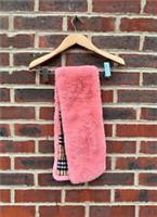 Burberry Ladies Pink Faux Fur Cashmere Check scarf Polyester Fluffy