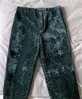 Burberry Prorsum Mens Baroque Velvet Trousers 30W 35L Green Floral Velour - 30 Regular