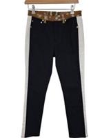 Burberry Skinny Jeans Women's W27 Black White Contrast Leather Accents - W27 Regular