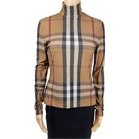 Burberry Womens Brown Vintage Check Turtleneck Top Size S NWOT - S Regular