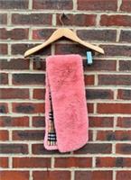 Burberry Ladies Pink Faux Fur Cashmere Check scarf Polyester Fluffy