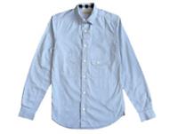 Burberry Check Detail Cotton Shirt - Blue - Small - S Regular