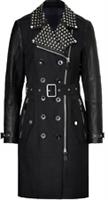 Burberry Women's Black Trench Coat Cotton Leather with Studded Trim UK 14 - 14 Regular