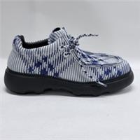 Burberry Creeper Lace-up Ekd Check Print Blue White 8080038 EU41 UK7