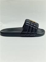 Burberry Monogram Motif Quilted Lambskin Slides Black Gold-tone 8048192 EU40 UK6
