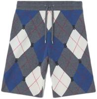 Burberry Abendon Cashmere Argyle Shorts Ash Grey Blue White 8048217 L