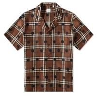 Burberry Havana Polka Dot Check Vacation Shirt Dark Birch Brown 8067796 XS