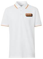 Burberry Logo Applique Cotton Pique Polo Shirt White/Orange 8057487 XS